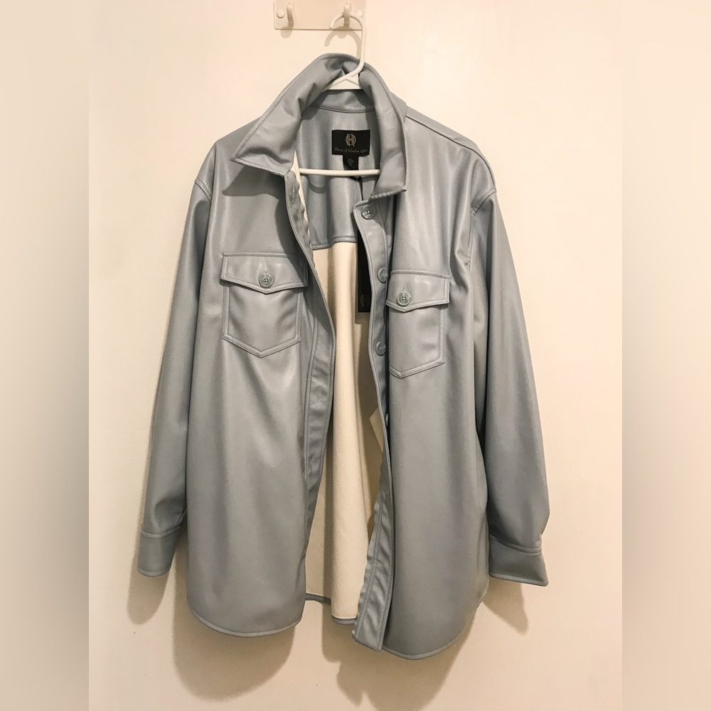 House of Harlow 1960 Blue Faux Leather Jacket